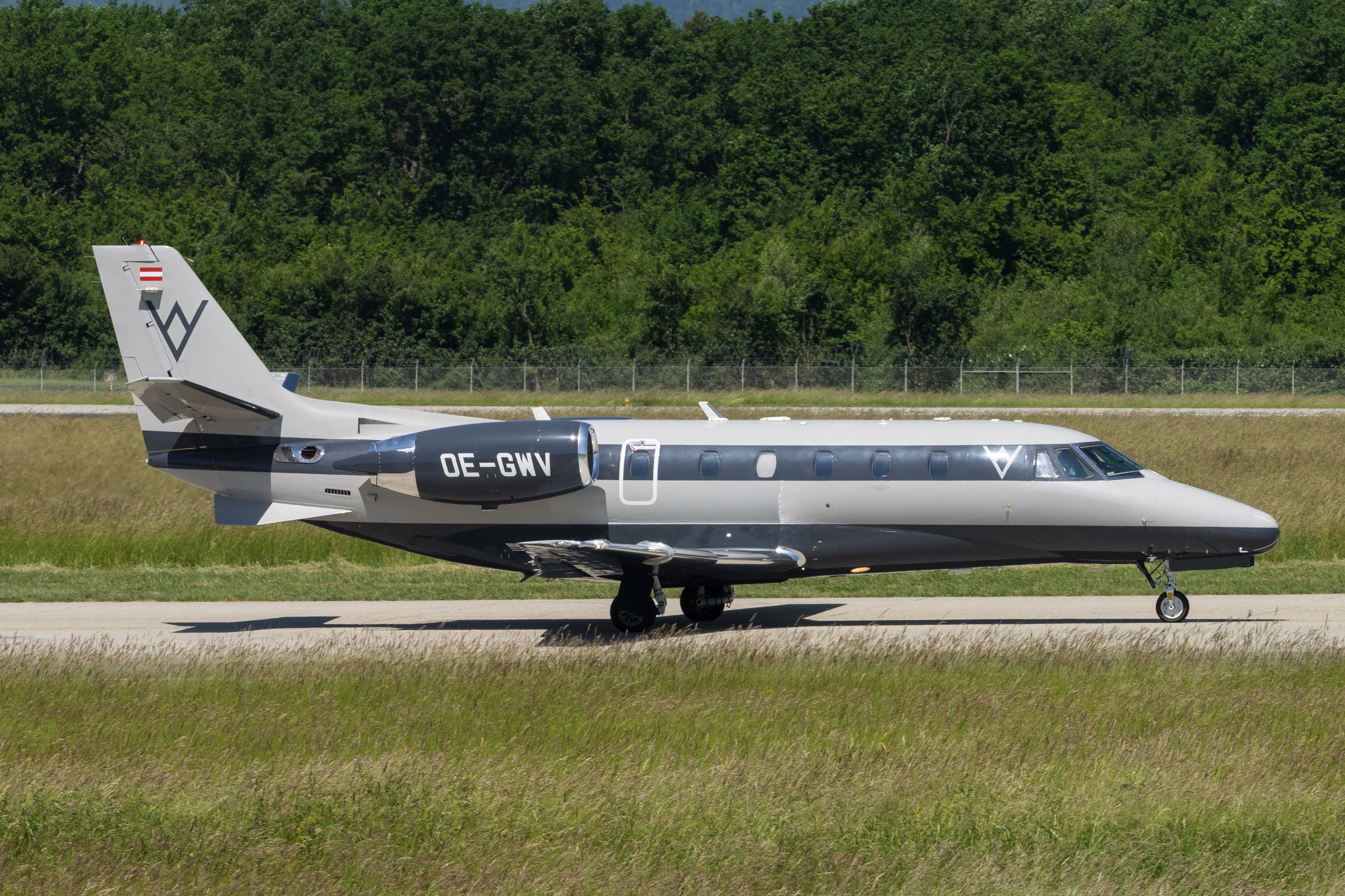 A Cessna 560XL Citation XLS midsize business jet registered OE-GWV, operated by Europ Star Aircraft, seen at Geneva Airport in May 2015.